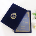 Luxury Gold Foil Transparent Acrylic Card Frosted Wedding Invite with Blue Box Gold Custom LOGO Wedding Invitation