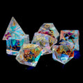 HS Fantastic 16mm Polyhedral Dungeons and Dragons Dice Set Custom Logo Metal & Gemstone Material for Dnd RPG & Table Games