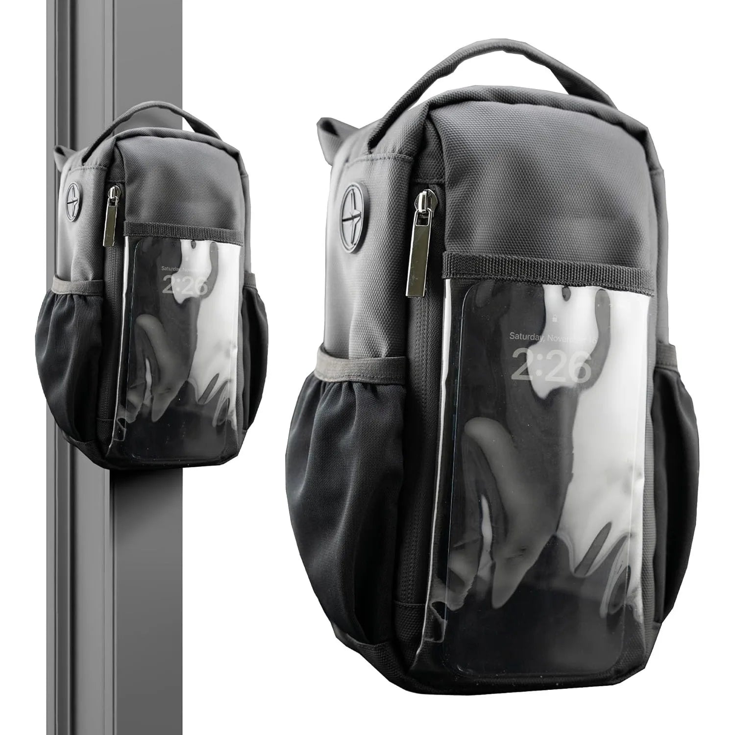 SG0549 Black Magnetic Gym Bag for Gym Carry Pouch with Handle Portable Gym Crossbody Bag with clear Pvc Phone Window Custom logo