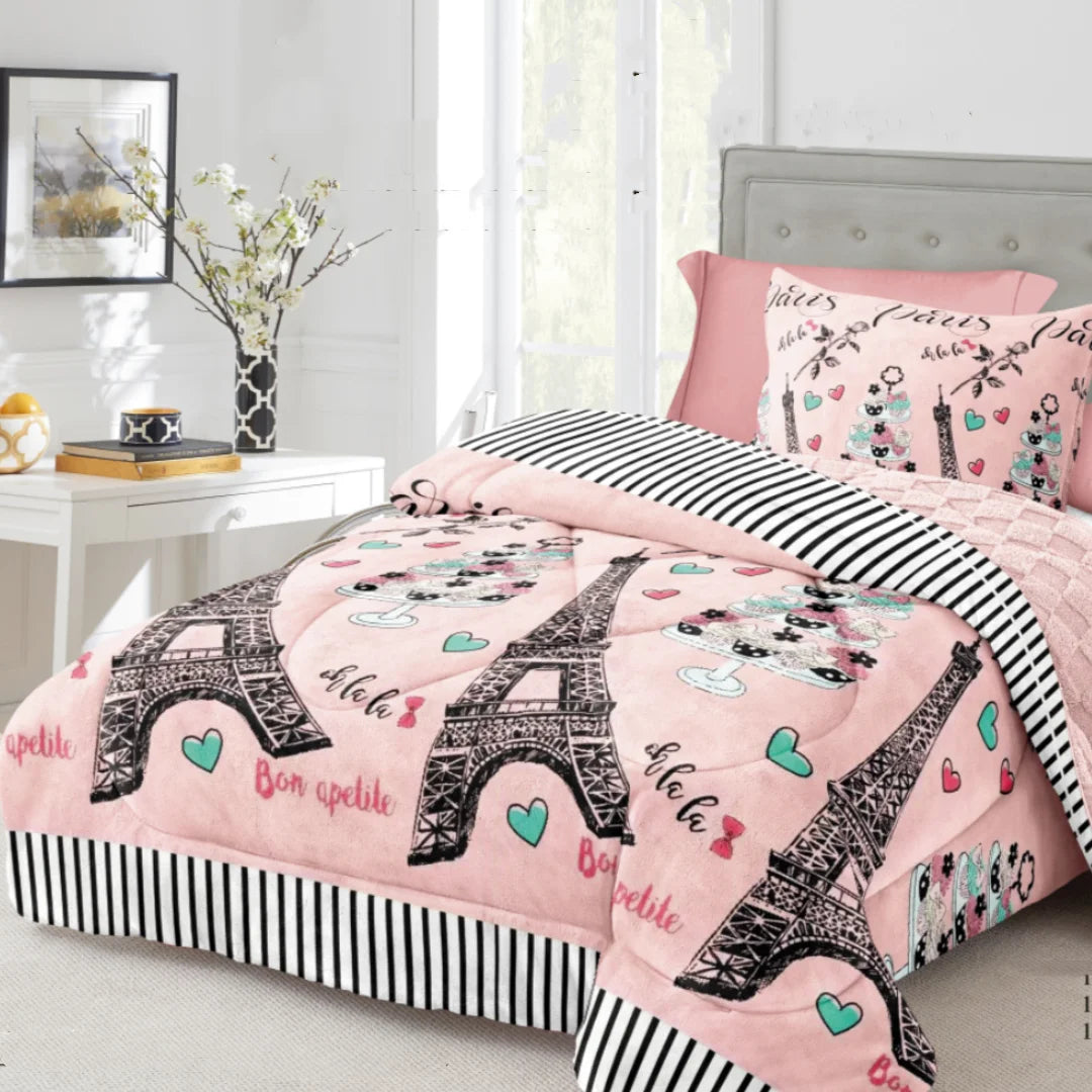 Factory 2 in 1 Fluffy Duvet Set Flannel Sherpa Fleece Comforter Sets for Kids Cartoon Print Quilt Cover Sets