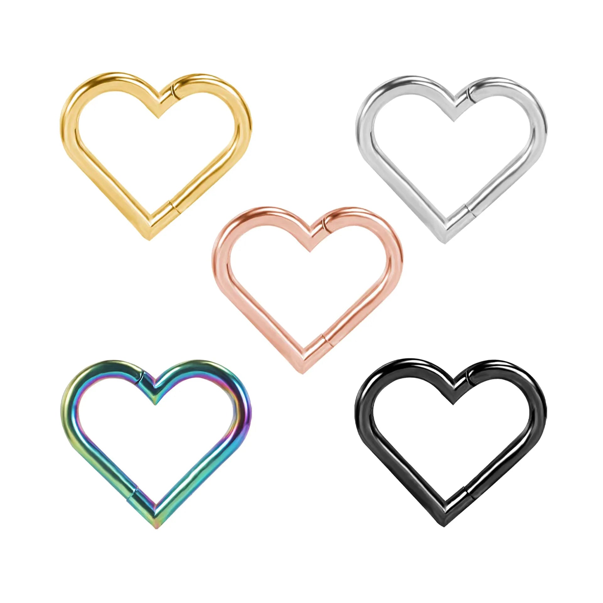 Evorte 16G G23 Titanium Children's Round Heart Crown Shaped Nose Ring Piercing Septum Clicker Tragus Cartilage Hoop Lobe Earring
