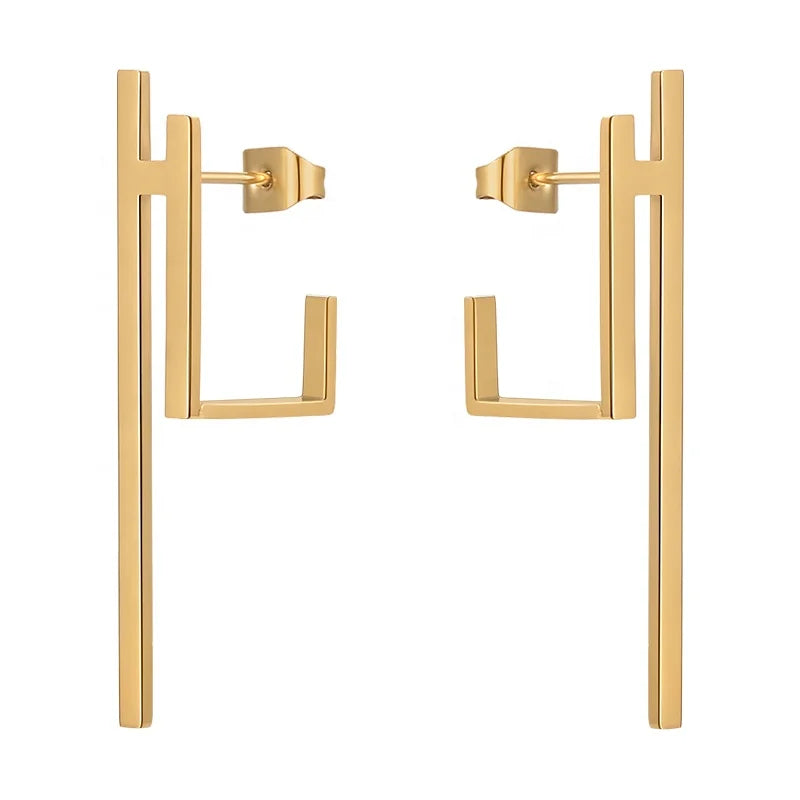 Original Design 18K Gold Plated Stainless Steel Jewelry Pendientes Piercing Earrings for Women Party Gift Earrings E221417