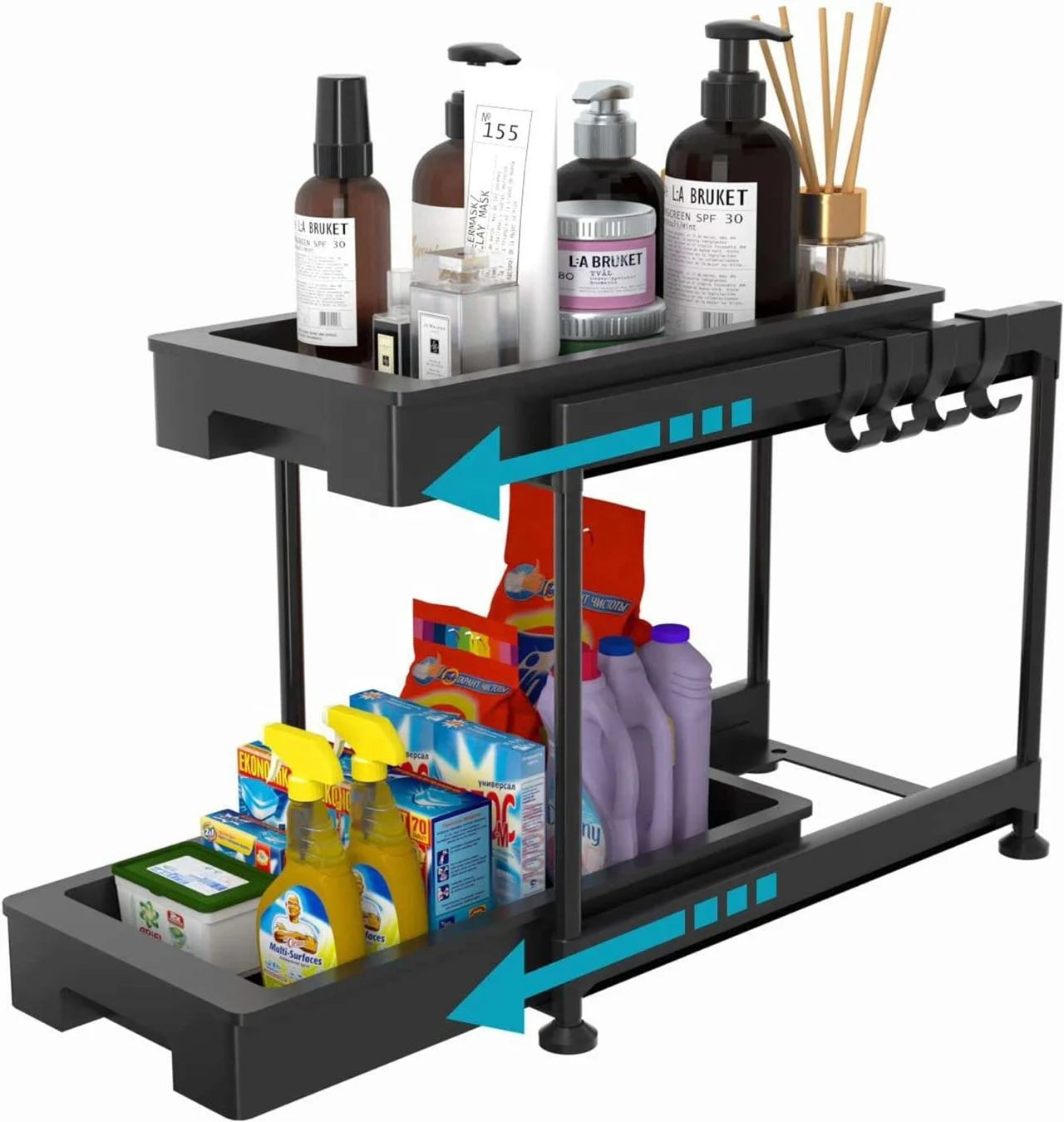 Under Sink OrganizerPull Out Cabinet Organizer 2 Tier Slide Out Sink Shelf Cabinet Organizer and Storagekitchen Storage Rack