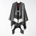 Landfond Winter Shawl Double-sided Color Plaid Leopard Print Pattern Wraps Cashmere Shawl Ladies Cape Coat