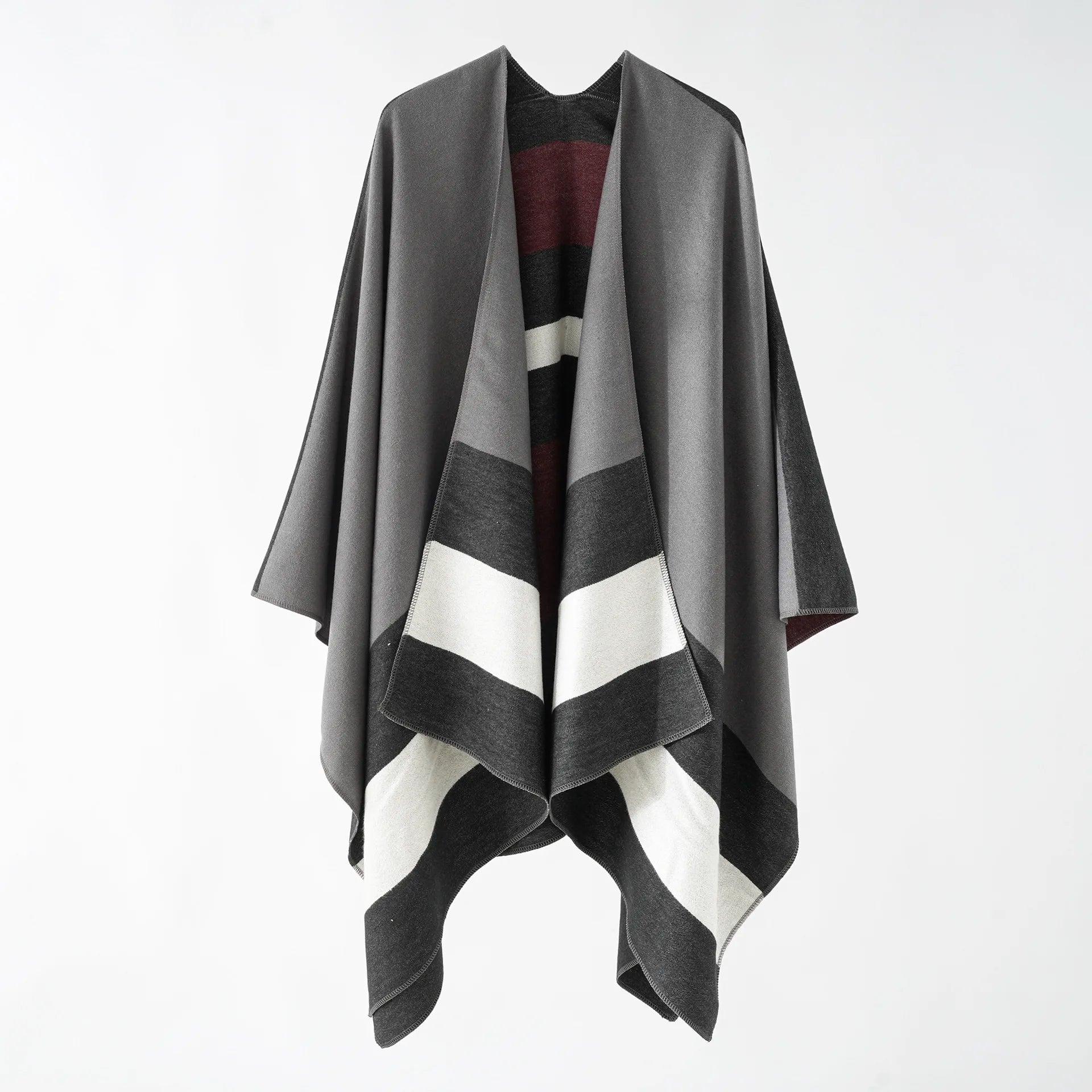 Landfond Winter Shawl Double-sided Color Plaid Leopard Print Pattern Wraps Cashmere Shawl Ladies Cape Coat