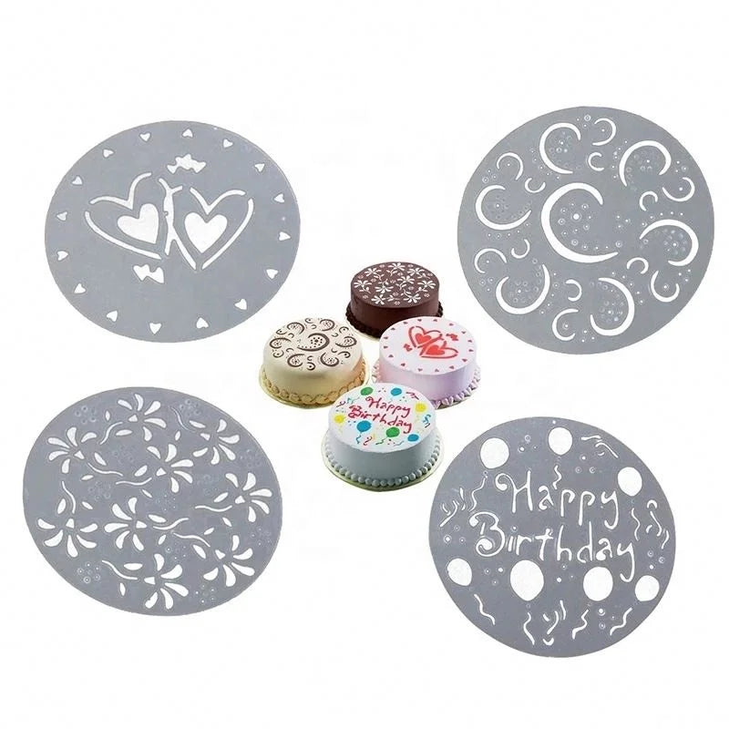 4 Pieces/lot Wedding Cooking Party Kitchen Pastry Tools Accessories Cake Stencils Latte Art Birthday Printing Mold Decorating