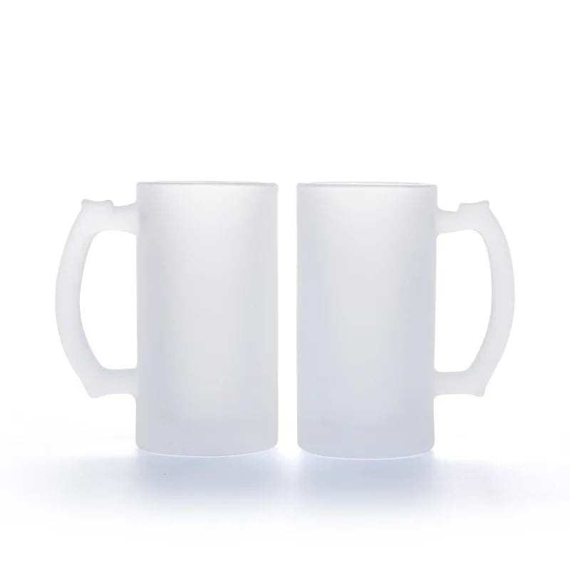Top Quality Clear Frosted Glass Beer Mug 16OZ Sublimation Blank Printing Coffee Mug Tea Cup