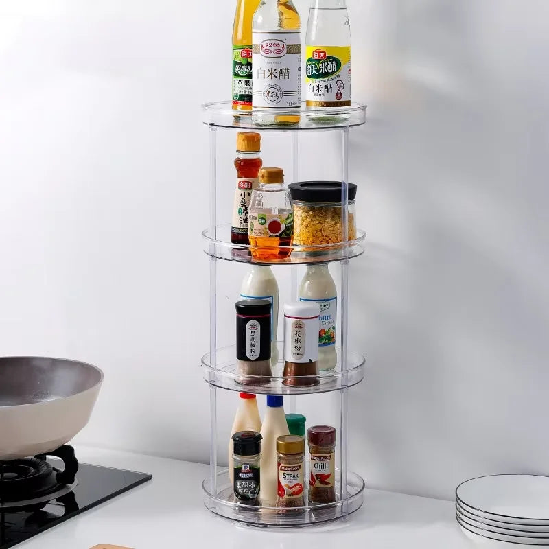 Dainty Rotating Seasoning Rack Spice Rack  Transparent Plastic Organizer Seasoning Rotating Storage Rack for Kitchen