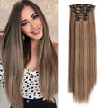 Wholesale 6-piece Set Clip 24-inch Long Straight Hair Extension Synthetic Wig for Women with Straight Hair Extensions