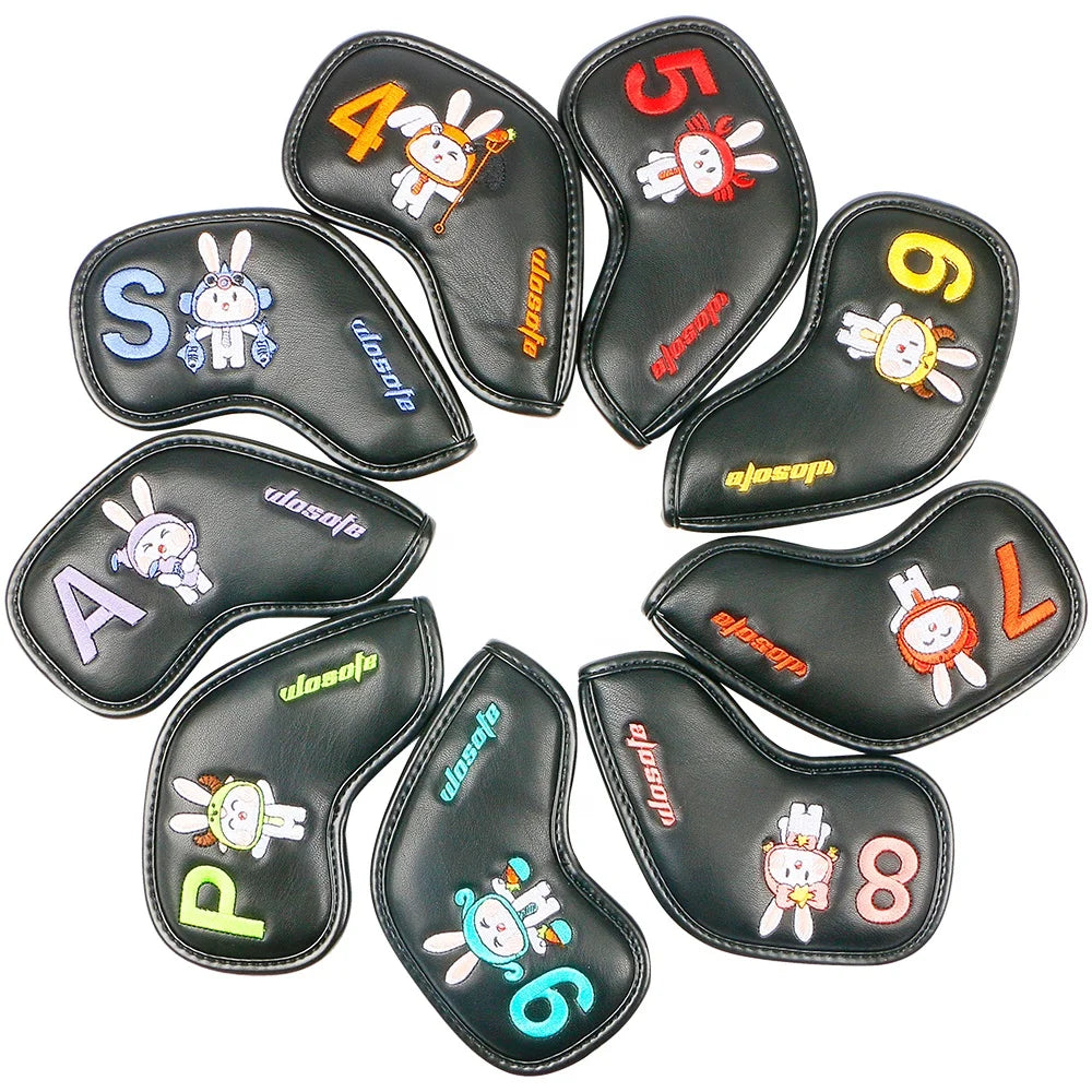 Wholesale OEM ODM Custom Logo Fast Shipping Factory Price Rabbit Figure Pattern PU Leather Embroidery Golf Leather Headcover