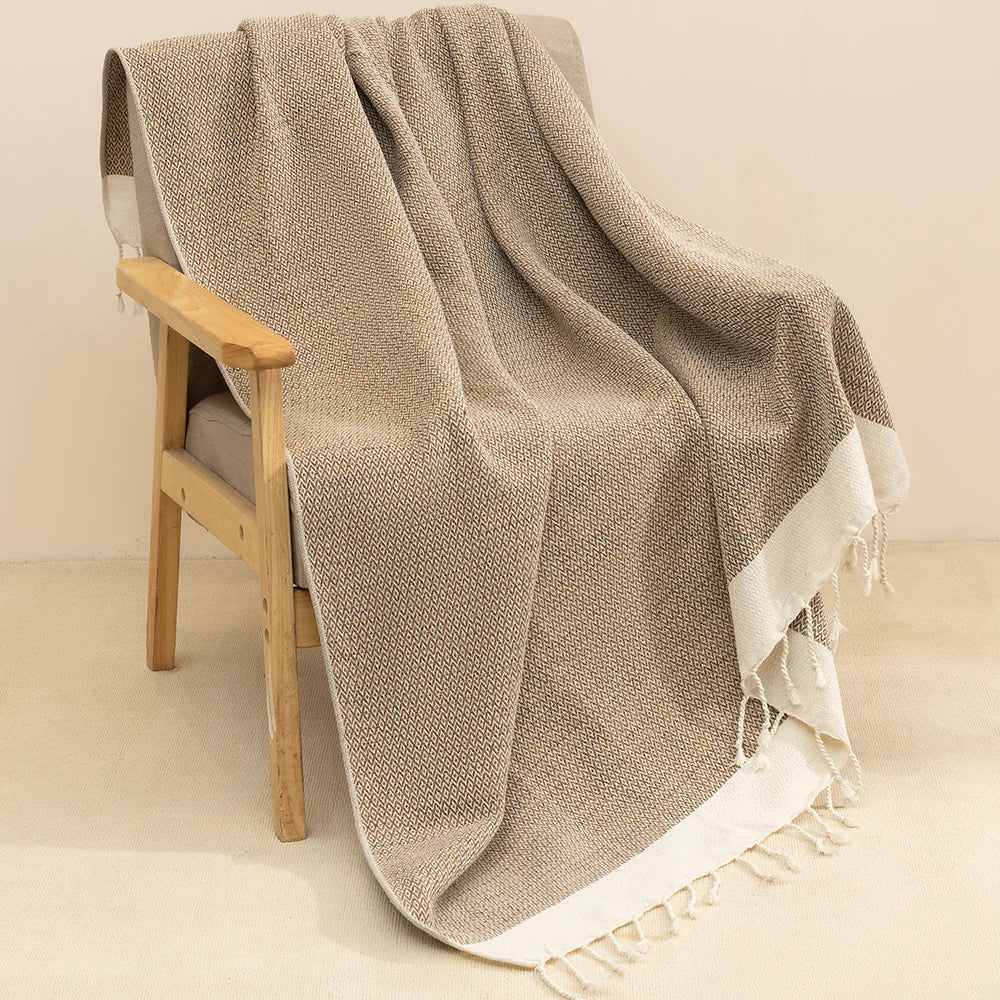 Wholesale 100% Cotton Woven Turkish Towel Blanket Solid Pattern Modern Style Home Anti-Static Four Seasons Custom Logo Printing MegaBDM