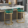 Nordic Luxury Bar Stool Stainless Steel Frame Upholstered Velvet High Chair for Bistro Coffee Shop Iron Material for Gym