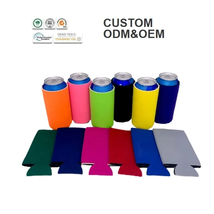 Custom Personalized 5X6 Inch Slim Foldable Canvas Beverage Can Cooler Washable Reusable Iced Cooler for Wedding Events