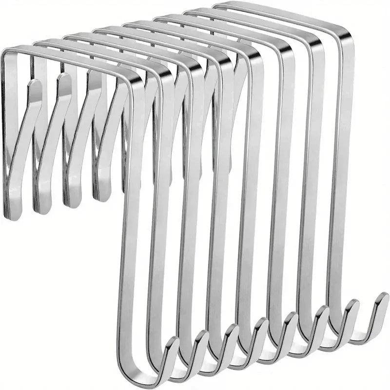 8pcs Heavy Duty Metal Over Door Hooks Single Tier for Hanging Clothes Towels Bathroom Wall Storage Versatile Use Kitchen Tools