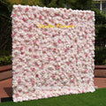 H-457 Customized Artificial Flower Wall for Wedding Decoration Cloth Back Roll up Blue and White Rose Flower Wall