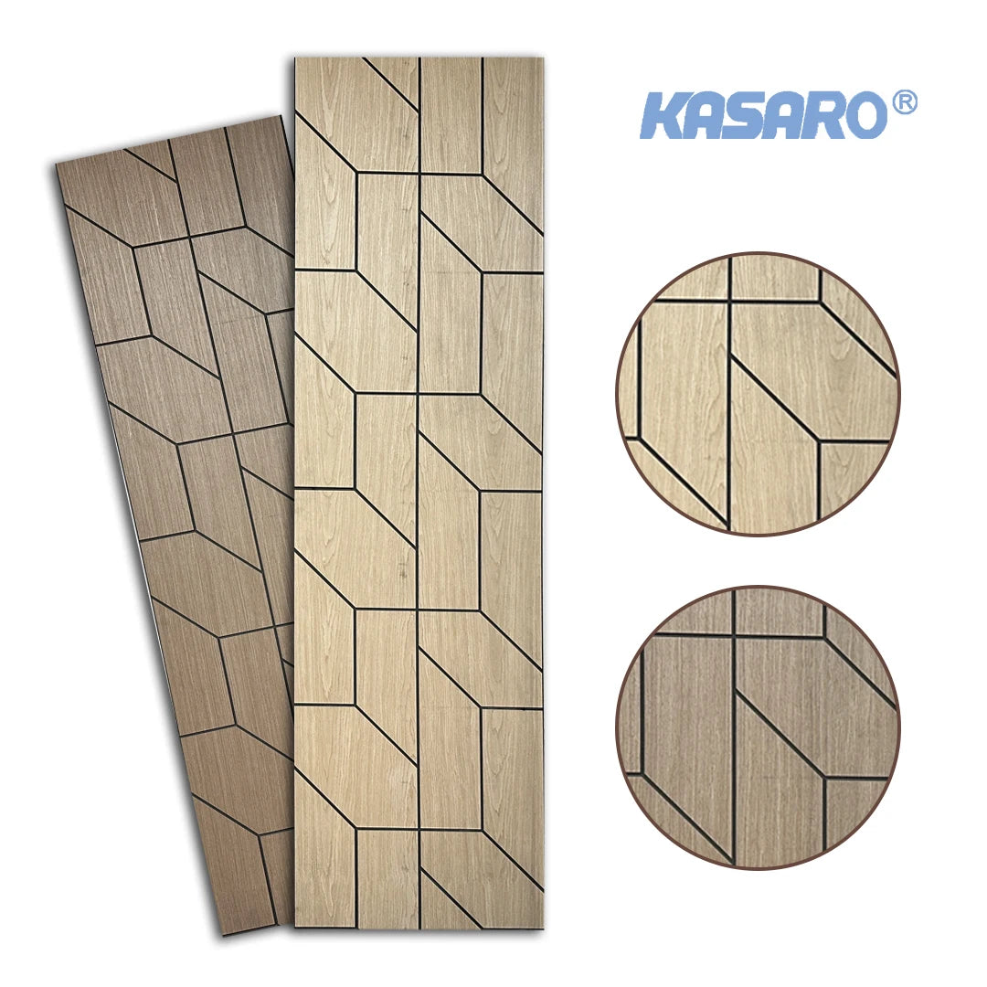 For KASARO Elegant Modern 3D Wood Textured Laminate Polyester MDF Acoustic Panels for Interior Decor High Wood Panels for