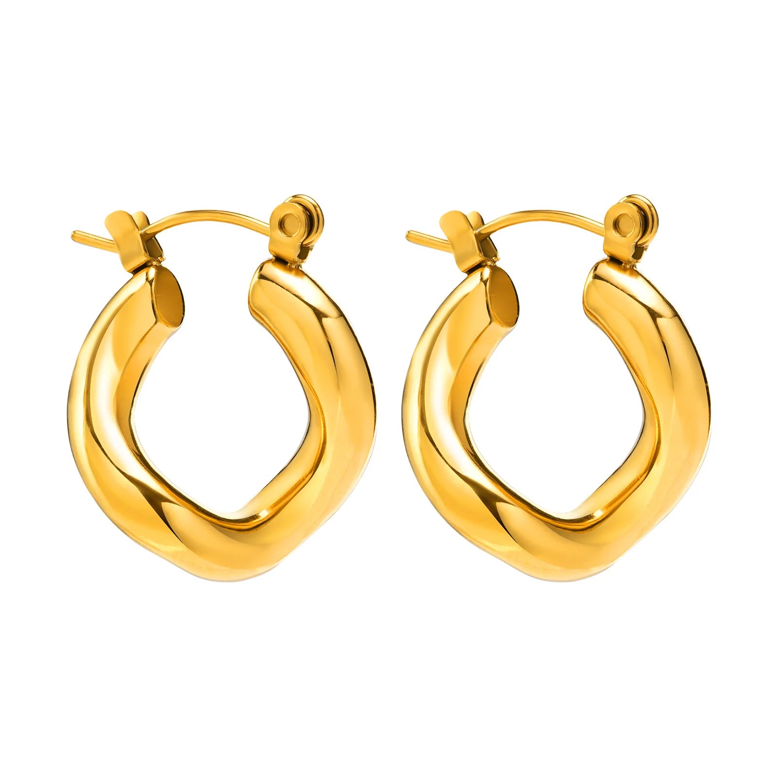 Sample Classic Vintage Design 18k Pvd Gold Stainless Steel Irregular Twisted Hoop Earrings Jewelry Gift EH-474