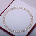 Freshwater White South Sea Shell Pearl Necklace for Women Round Pearl Beads with Flower Clasp for Weddings Parties Engagements