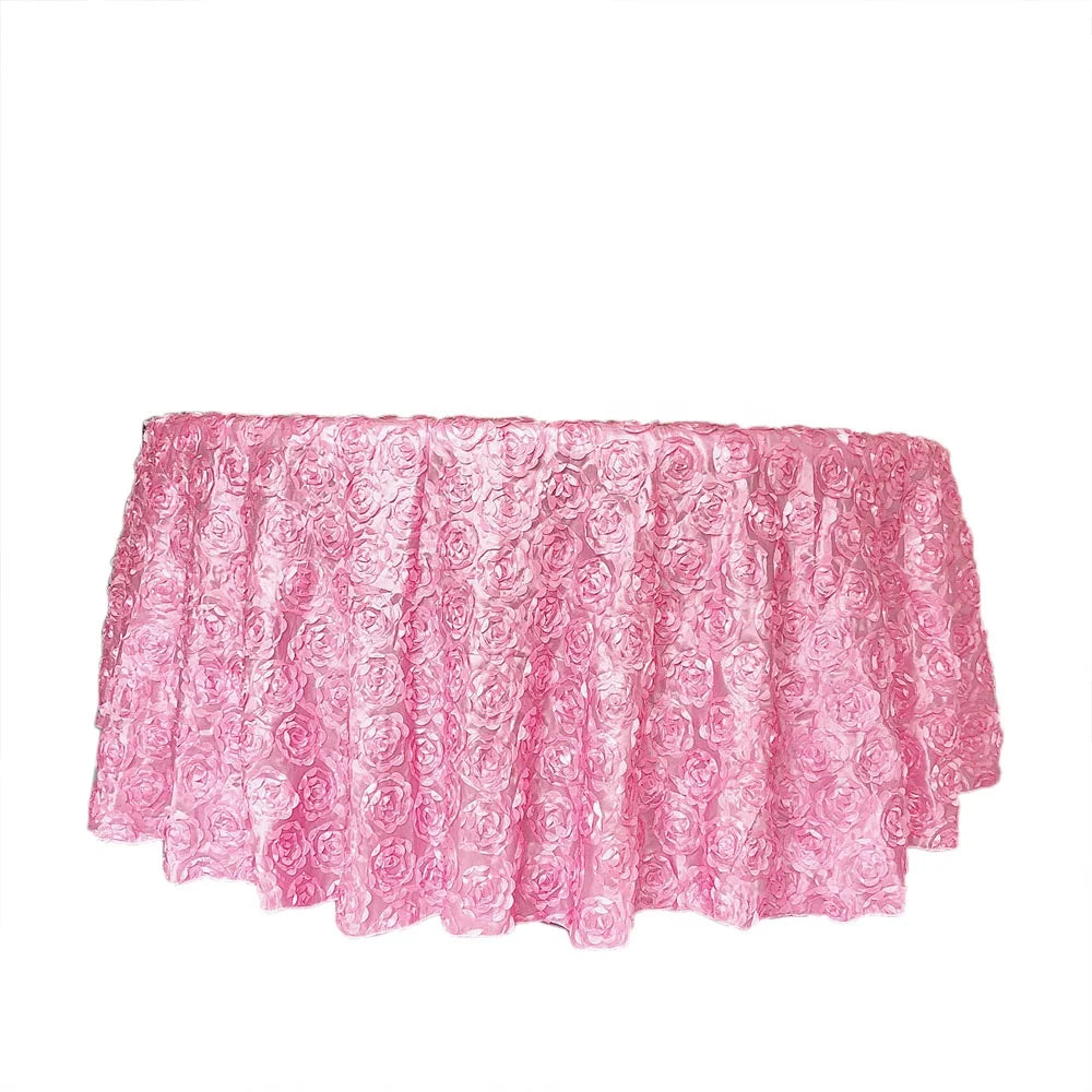 Satin Rosette Tablecloths Table Cover for Wedding