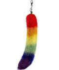 Wholesale Faux fox Tail 40cm Fluffy Fake Animal Fur Tail for Decoration Accessories Rainbow Fox Tail Fluffy Key Chain