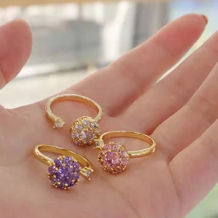 SC Trend  Gold Plated  Ring Set Opening Adjustable Rings Party Wedding Jewelry Shinny Zircon Finger Rings for Women