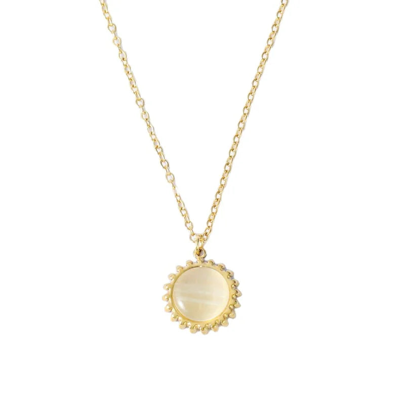 Light Luxury High-end Jewelry Stainless Steel 18K Gold Plated Temperament Opal Necklaces