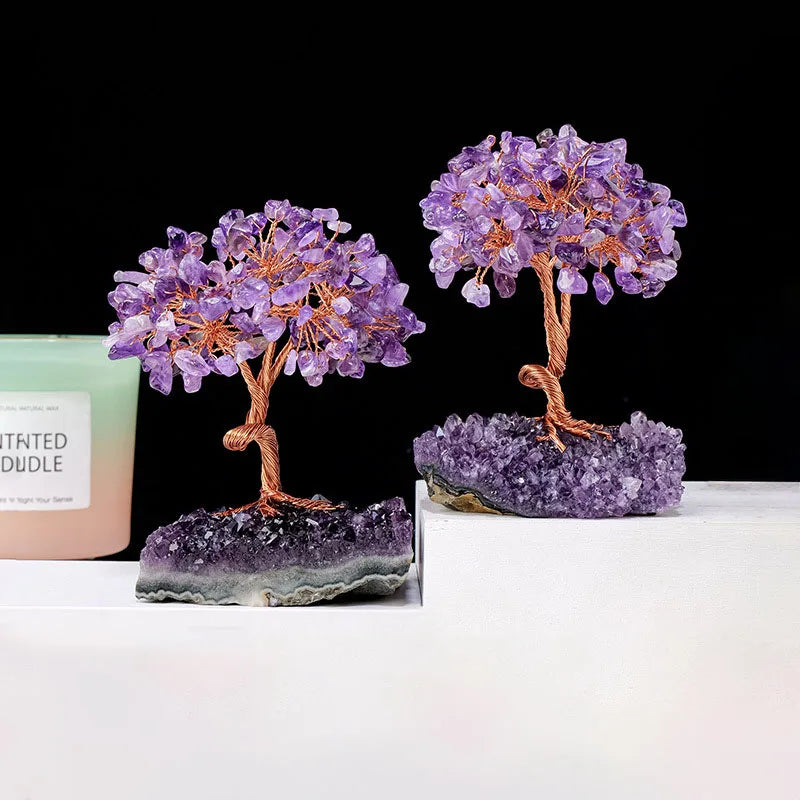 Wholesale Quartz Feng Shui Healing Amethyst Cluster Base Chakra Gravel Crystals Tree