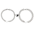 Black White Heart Couple Bracelet Heart Magnetic Stainless Steel Bracelet Women Men