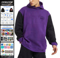Bulk Casual Two Colors Black Purple Plain Hoodies Men Long Sleeve Pullover Hooded Sweatshirt With Pockets Drawstring Men