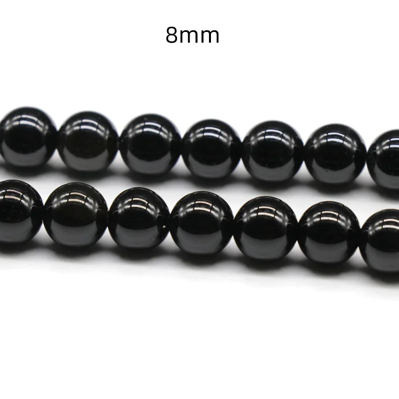 Diy Natural Stone Beads Black agate 8mm Round Gemstone Loose Beads for Jewelry Making