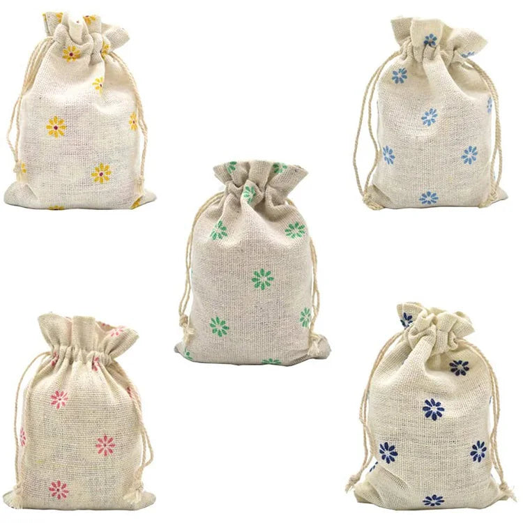 Burlap Bag with Drawstring Custom Color Mini Lightweight Gift Bags Coins Pouches for Wedding Party Holiday