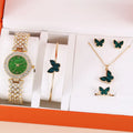 Luxury Female Wrist Watches Crystal Bracelet Earring Necklace Set  Charm Bracelet Casual Quartz Butterfly Watch Set for Women