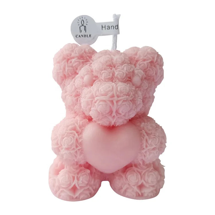 Handmade Rose Bear Scented Candle in Bulk Wedding Party Aromatherapy Candles Home Fragrance