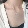 New Fashion S925 Sterling Silver Moon Pendant Rose Temperament Crescent Necklaces for Women Girls Jewelry