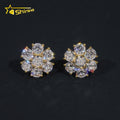 Wholesale Price Hip Hop Jewelry 15MM Flower Earrings VVS Moissanite Diamond 925 Sterling Silver Gold Plated Men Stud Earrings
