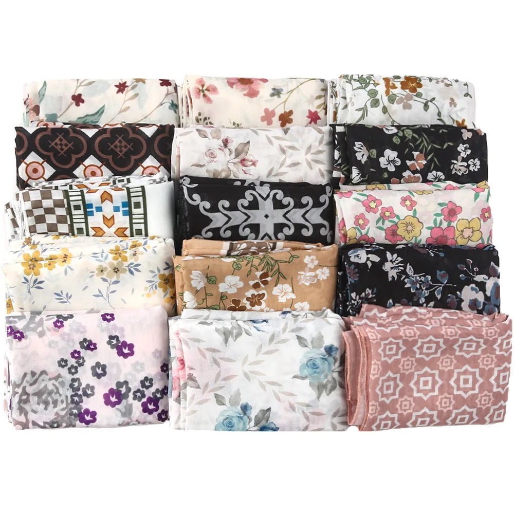 2025 Fashion square Scarf Cotton Feel Voile Polyester Custom Print Ethnic Scarves Shawls Hijab Ladies Muslims Scarves