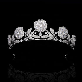 Royal Princess Kate Crown Rose Flower Tiaras Banquet Bridal Hair Accessories Jewelry With AAA Zircon Diamond