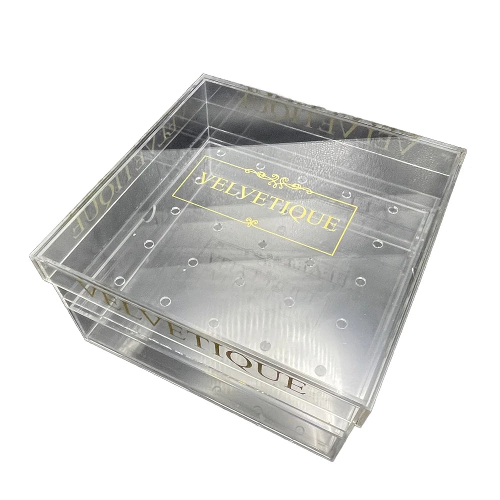 Customized Modern Portable Square Heart Round Acrylic Flower Box