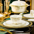 Chinese Ceramic Bowls and Chopsticks Set Household Bone China Round Cutlery Dishes Dishes Spoon Combination