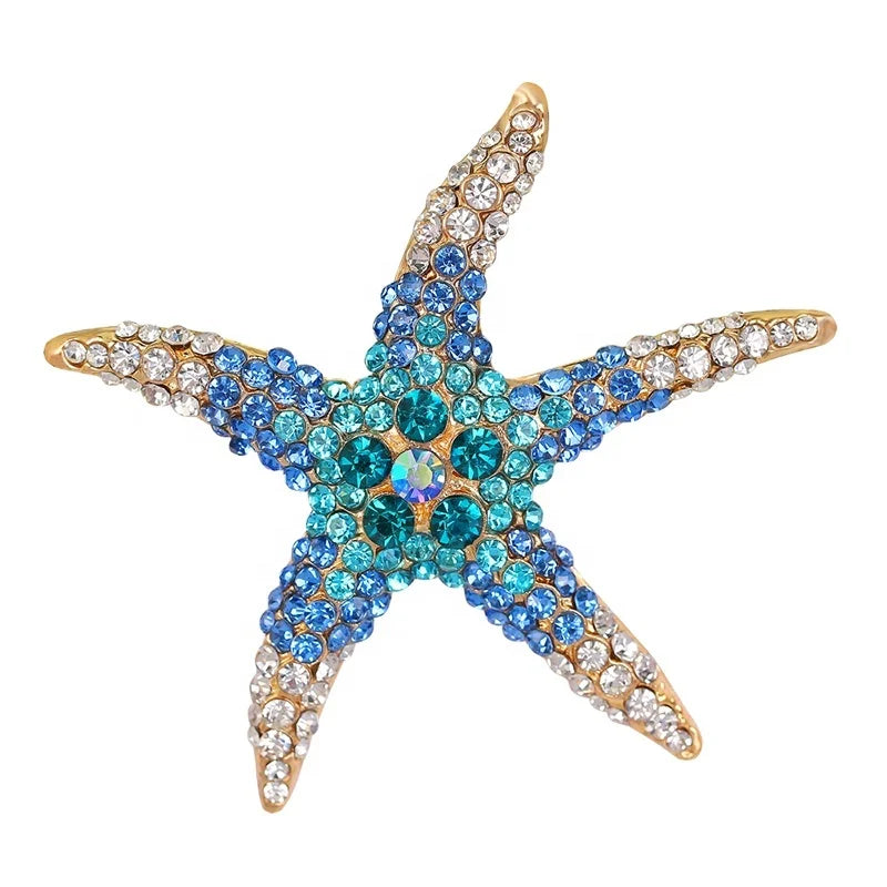 2025 Best Selling Starfish Brooch Pin Children's Alloy Jewelry Rhinestone Plating Technology for Wedding Engagement Occasions