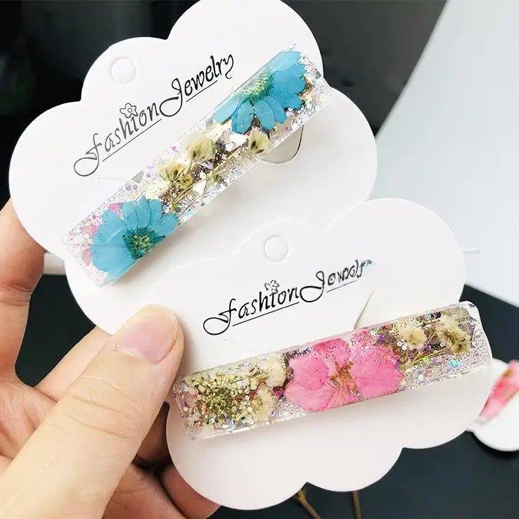 Handmade Resin Hair Clips with Dried Flower Fade-resistant Good Quality Women Hair Accessories Jewelry