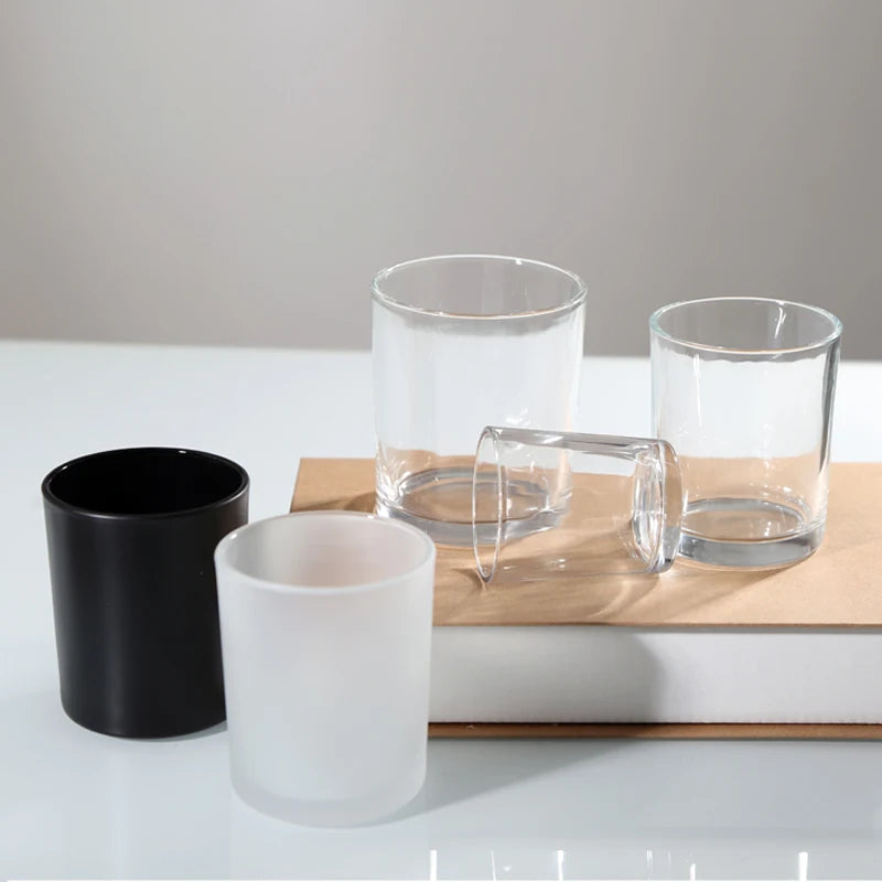 Luxury Empty 8oz 10oz 12oz 14 Oz 18oz 320ml 430ml Matte Black White Transparent Round Candles Jar Glass Candle Jars With Lid