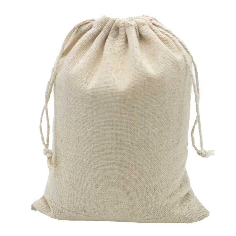 Custom Logo 100% Cotton Recyclable Drawstring Bag 10x12cm for Festive Party Gifts Jewelry Storage Earrings & Rings Packaging
