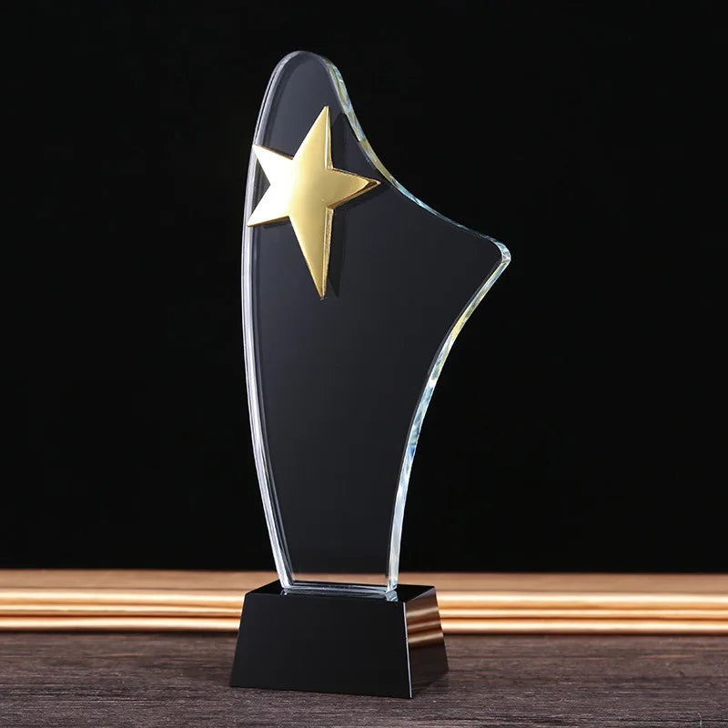 China Wholesale Blank Five-pointed Star Trophy K9 Crystal Trophies Custom Uv Printing Crystal Trophy Awards for Giveaways