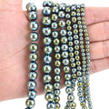 AsVrai U Natural Hematite Stone Beads New Green Color Loose Round Beads for Jewelry Making DIY Bracelets Accessories Wholesale