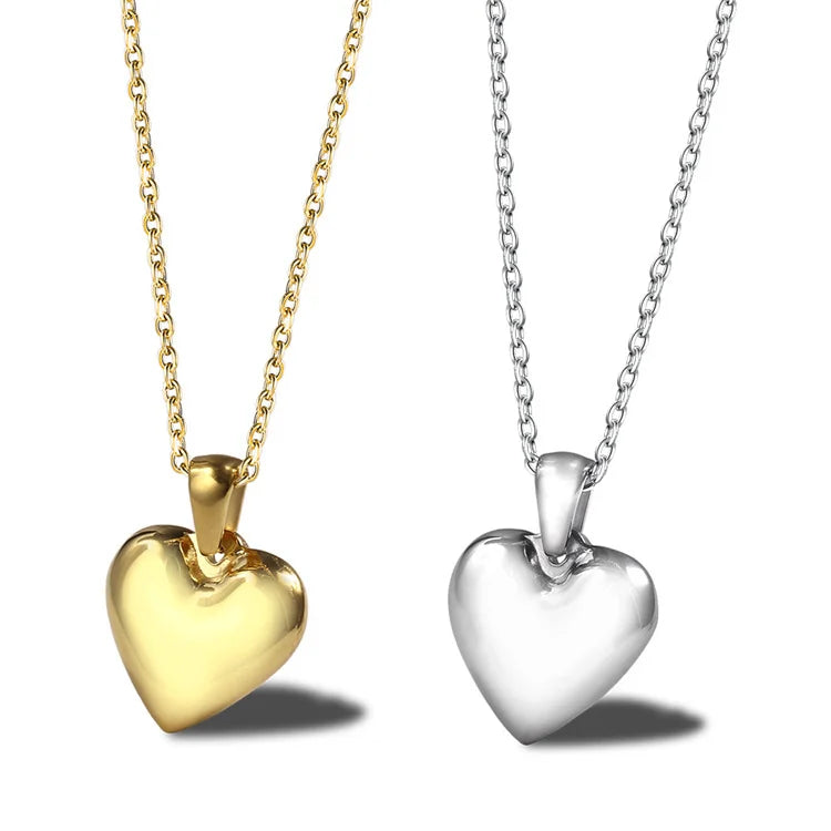 Custom Text Picture Engraved Blank Heart Pendant Stainless Steel 18k Gold Heart Necklace for Women