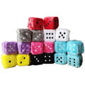 3 Inch Retro Square Car Mirror Hanging Fuzzy Plush Dice Keychain Custom Logo Stuffed Plush Toys Keychain