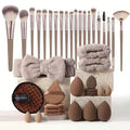 Women's Flat Brush Makeup Set Foundation Concealer and Blush Makeup Sponges Beauty Tools with Hairbands and Wristbands