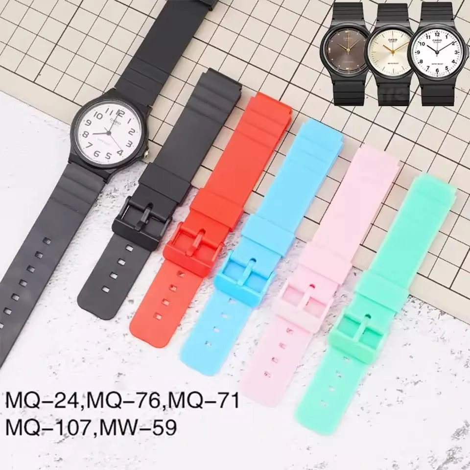 Colorful 16mm Strap for Casio MW-59 MQ-24 MQ-27 MQ-76 MQ24 MQ76 MQ59 Watch Band Replacement Resin Rubber Watchband Bracelet