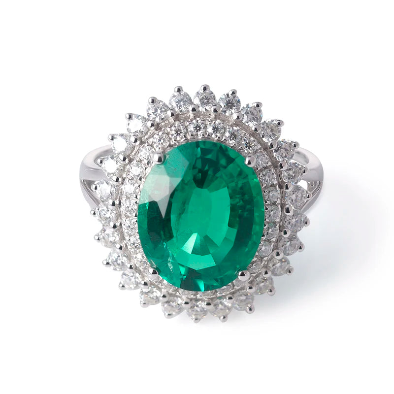 Messi Jewelry European and American White Gold Jewelry Women Man 4CT Egg Emerald Custom Engagement and Wedding Ring MegaBDM